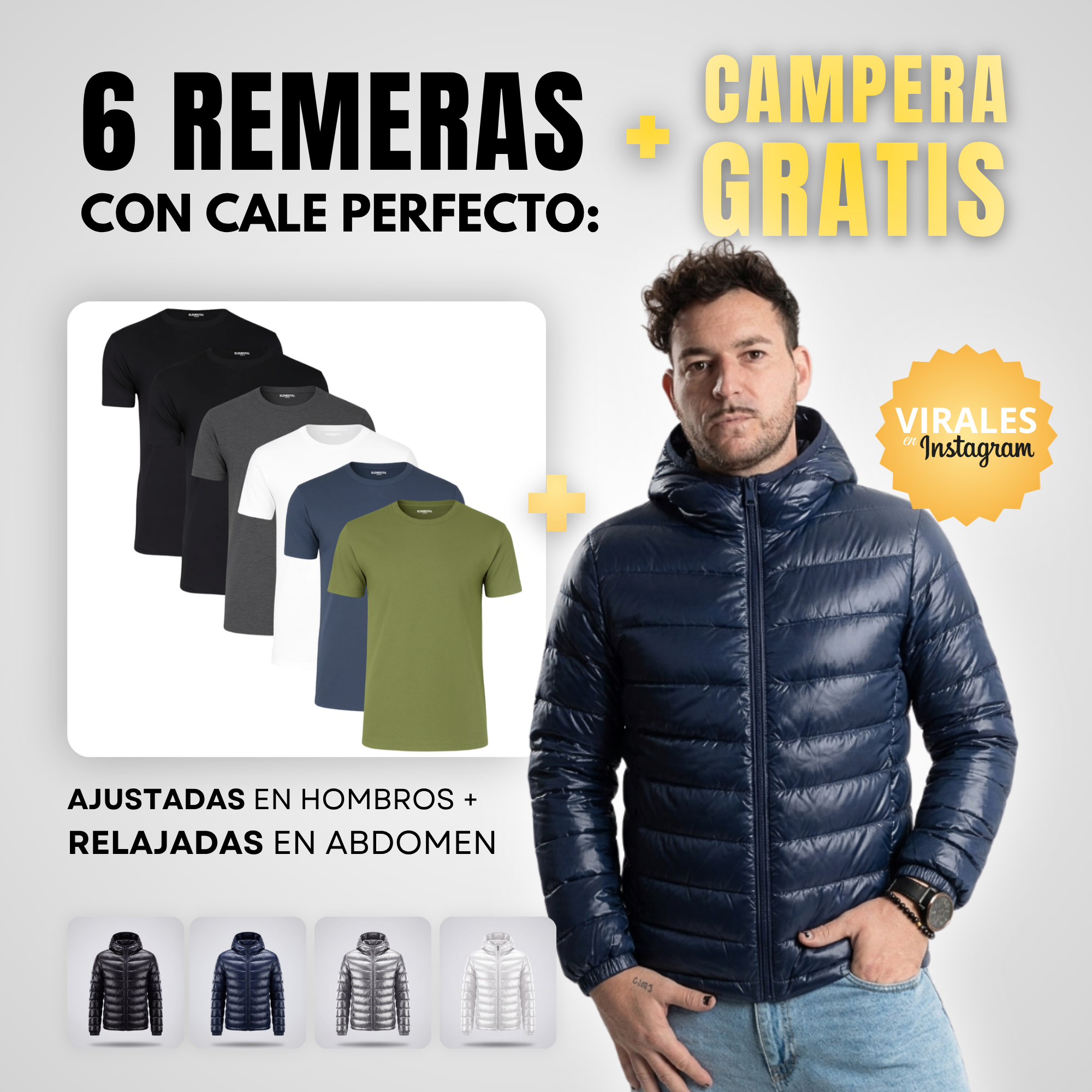 Pack 6+1 CAMPERA GRATIS - Remeras que te hacen ver mejor al instante